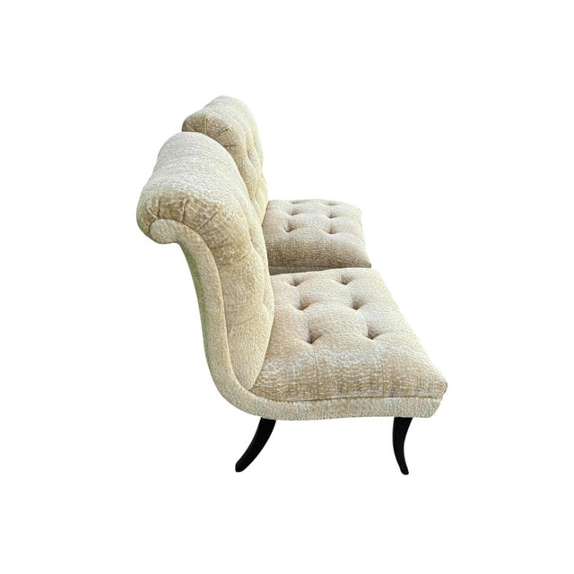 Hollywood Regency 1940s Velvet Klismos Slipper Chairs - A Pair New Upholstery For Sale - Image 3 of 8