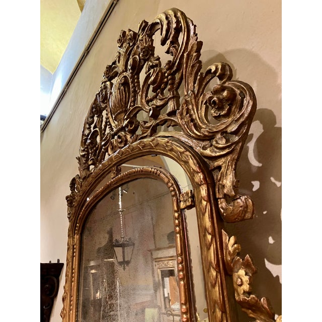 Large 19th Century French Giltwood Marriage Mirror Antique Overmantel Mirror with Original Mercury Foxed Glass For Sale - Image 6 of 13