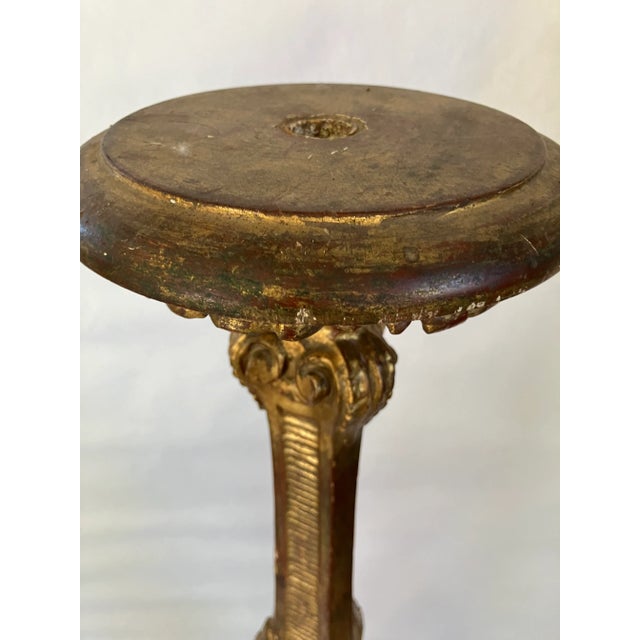 Late 19th Century Italian Carved Wooden Gilt Gold Torchiere Floor Candle Stick For Sale - Image 9 of 12