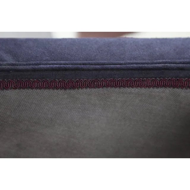 Navy Blue Parsons Post Modern Milo Baughman Style Ottomans - a Pair For Sale - Image 8 of 11