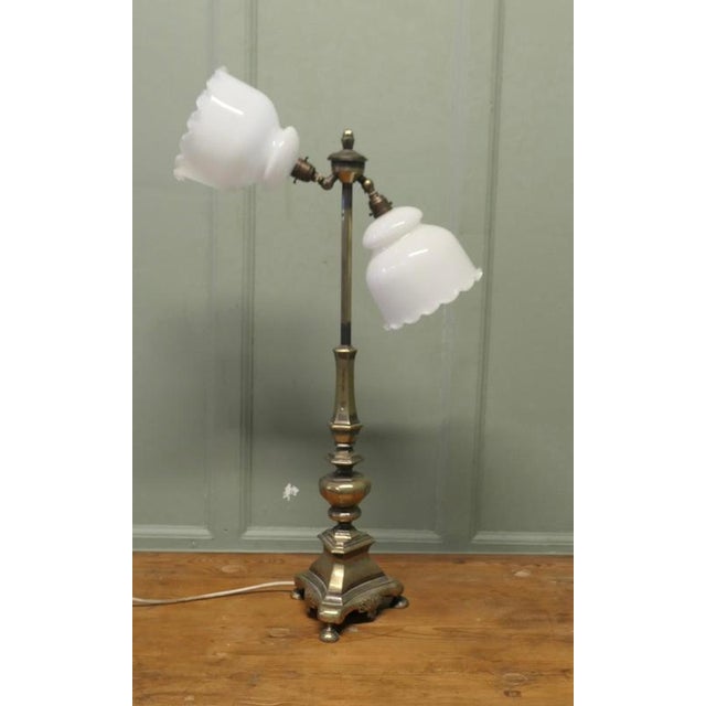 Brass Twin Angled Reading Lamp, 1920 For Sale - Image 6 of 8