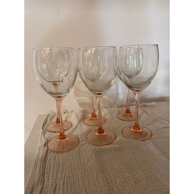 Pink Pitcher and 6 Pink Wine Glasses For Sale - Image 4 of 6