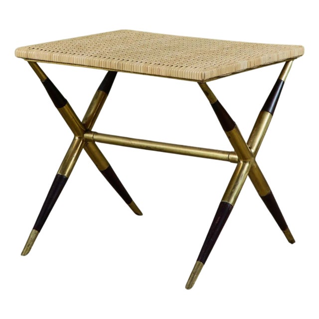Italian Cane Top Side Table For Sale