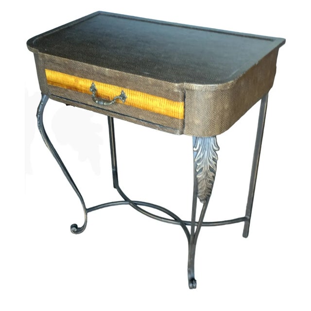 Art Deco Late 20th Century Reptillian Snakeskin Side Accent Table For Sale - Image 3 of 12