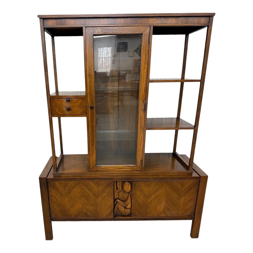 Mid-Century Modern United Furniture Tiki Brutalist Walnut Room Divider ...