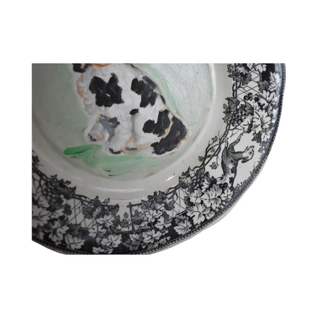 Susannah Carson Chester the Black & White Staffordshire Dog and His Portrait by Susannah Carson For Sale - Image 4 of 12