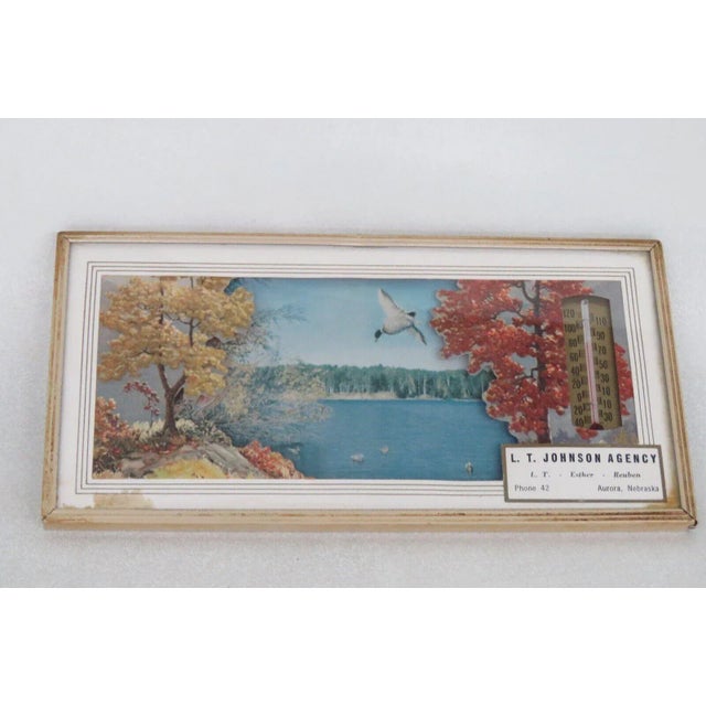 Metal Lt Johnson Agency Nature Landscape Advertising Thermometer Picture For Sale - Image 7 of 7
