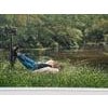 Young Boy Fishing by a Beautiful Riverside in Lush Green English Countryside, by 20th Century British Artist Art measures...