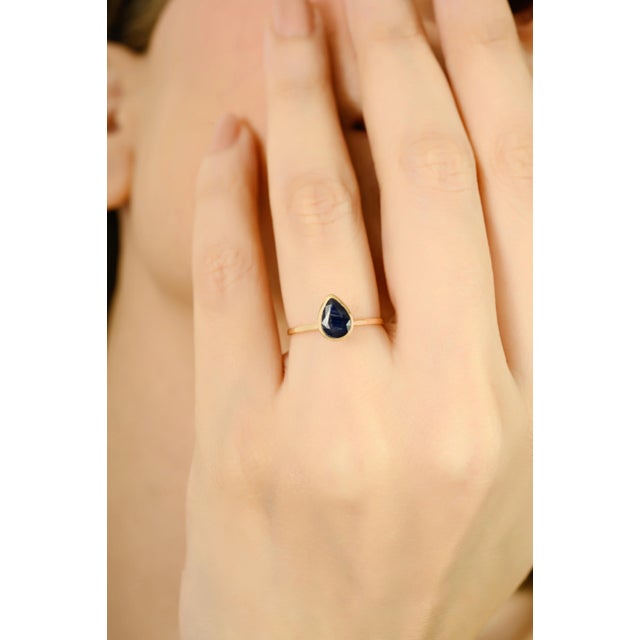 Not Yet Made - Made To Order Everyday Wear 14k Gold Blue Sapphire Birthstone Ring Size 5 For Sale - Image 5 of 13