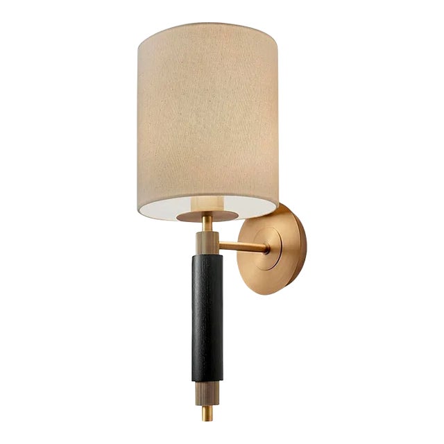 Piazza Golden Bronze With Ebony Wood Wall Light For Sale