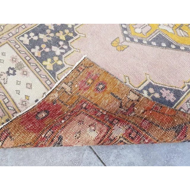 Textile 1960s Faded Pastel Colour Oushak Runner Carpet For Sale - Image 7 of 11