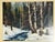 Nice and Pleasant Watercolor painting of a Stream and Snow scene Forrest
