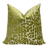 Peridot Velvet Designer Throw Pillow Cover For Sale