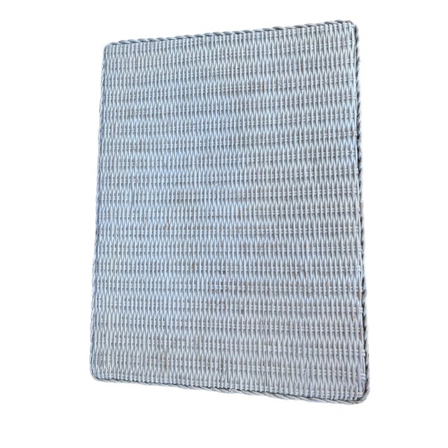 Vintage Bamboo Rattan End Table Nightstand Retro Table Boho Mid Century White For Sale - Image 4 of 7