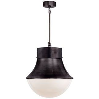 Kelly Wearstler for Visual Comfort Signature Precision Large Pendant in Bronze with White Glass For Sale