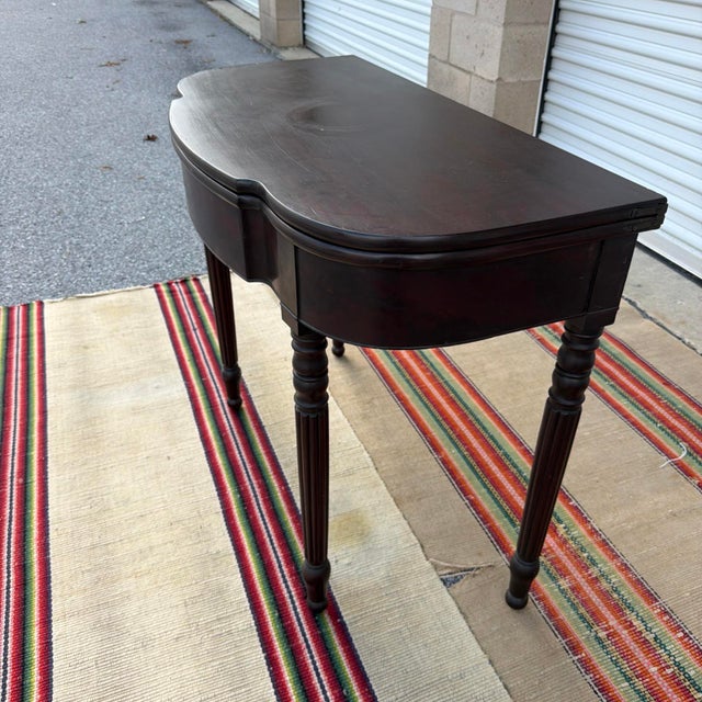 Farmhouse Antique Sheraton Mahogany Flip-Top Games Table, Baltimore, Circa 1810s For Sale - Image 3 of 18