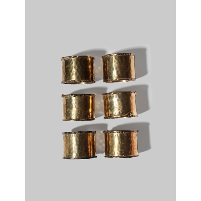 1960s Textured Brass Napkin Rings, 1960, Set of 6 For Sale - Image 5 of 5