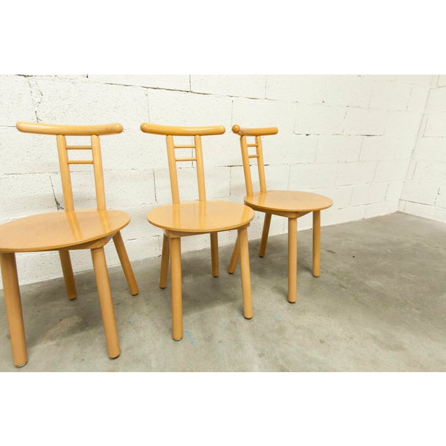 Minimalist Chairs in Light Wood, Italy, 1980s, Set of 3 For Sale - Image 13 of 18