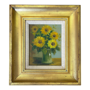 Original Signed and Framed Still Life Oil Painting on Canvas 'Sunflowers'