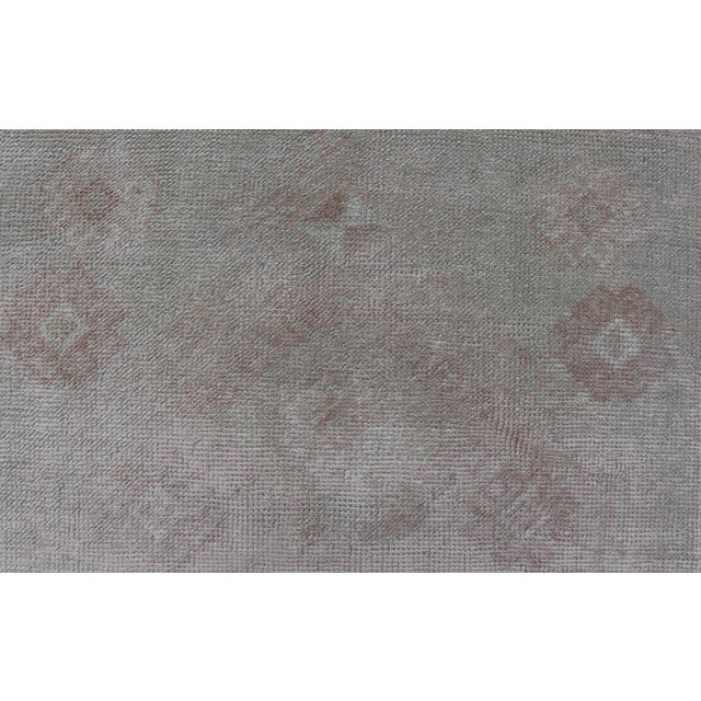 Vintage Oushak Rug With Pastel Colors in Tan, Green, Butter Yellow, and Pink For Sale - Image 9 of 12