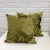 2000 - 2009 Contemporary Olive Green Flocked Pillows - Set of 2 For Sale - Image 5 of 5