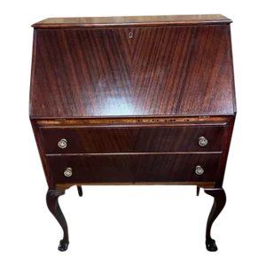 Antique Chippendale Style Mahogany Slant Front Secretary Desk.