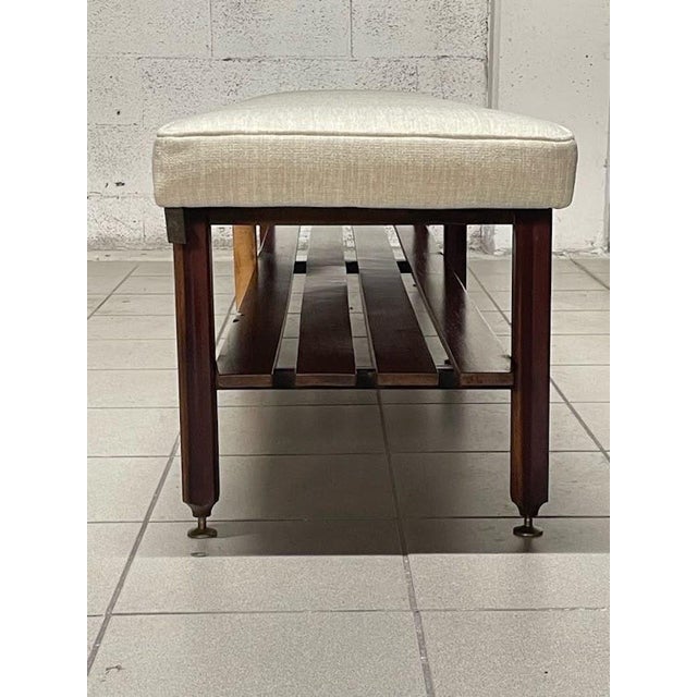 Large Vintage Bench in Teak and Fabric, 1960s For Sale - Image 13 of 18