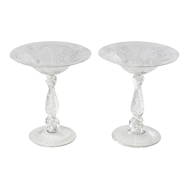 Mid 20th Century Beautiful Crystal Compotes - a Pair For Sale
