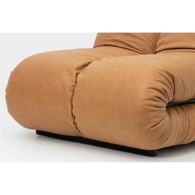 Pagrù Lounge Chairs in Velvet and Leather by Claudio Vagnoni for P1, 1969, Set of 4 For Sale - Image 4 of 6