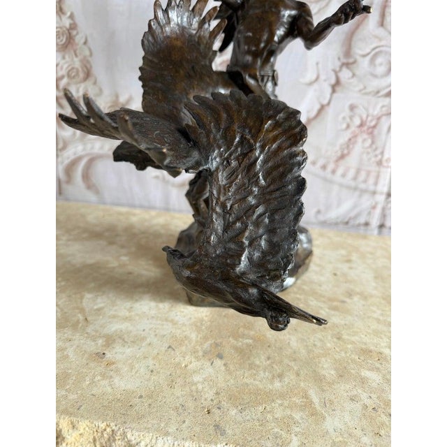 Native American Monumental Bronze Sculpture of Native Warrior and Eagles, Dynamic Art For Sale - Image 3 of 14