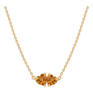 Citrine Heart Pendant Necklace | November Birthstone Necklace | Dainty Hear Shape Gemstone Necklace for Woman For Sale