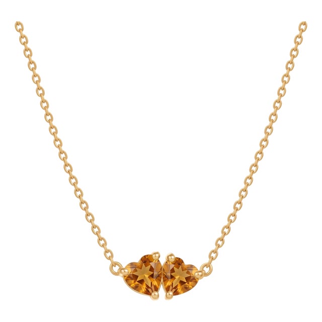 Citrine Heart Pendant Necklace | November Birthstone Necklace | Dainty Hear Shape Gemstone Necklace for Woman For Sale