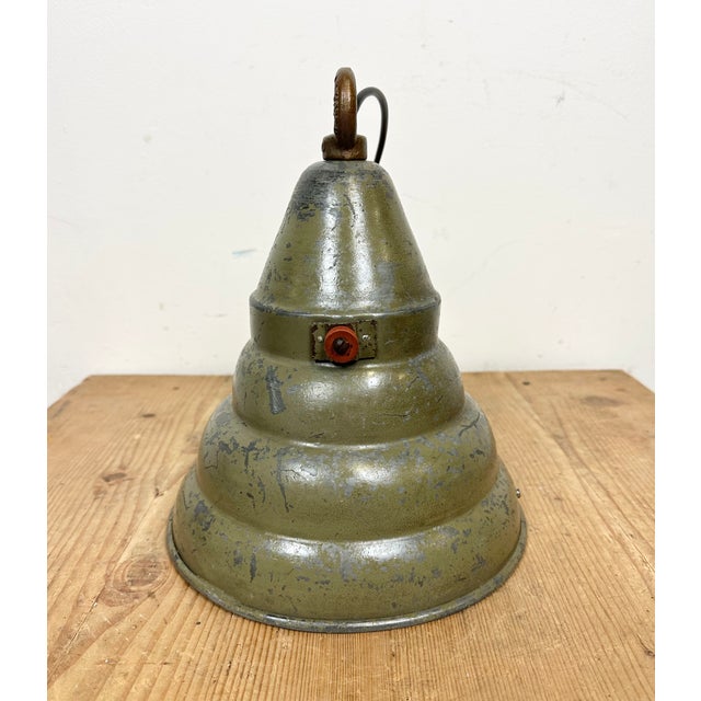 Industrial Aluminium Hanging Lamp in Green, 1970s For Sale - Image 10 of 14