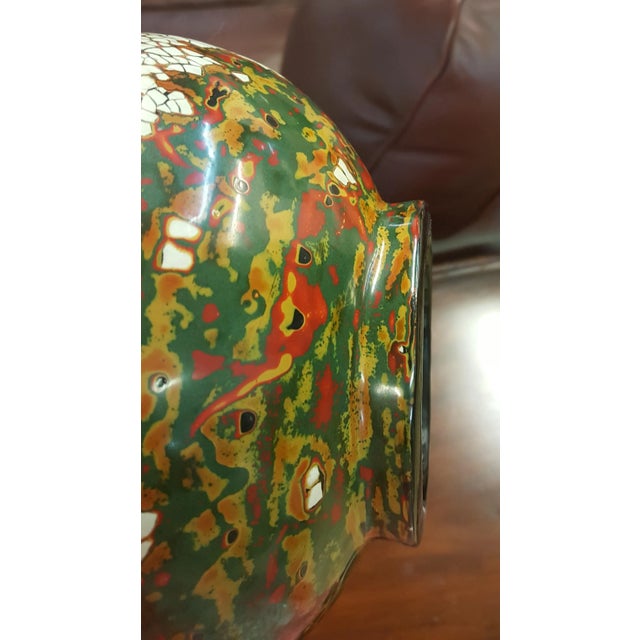 Maitland - Smith Folk Art Maitland Smith Egg Shell Design Vase For Sale - Image 4 of 8