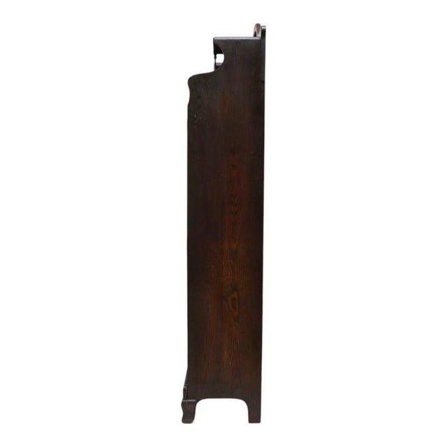 Brown Arts & Crafts Oak 2-Door Bookcase With Mirrored Top C1910 For Sale - Image 8 of 10