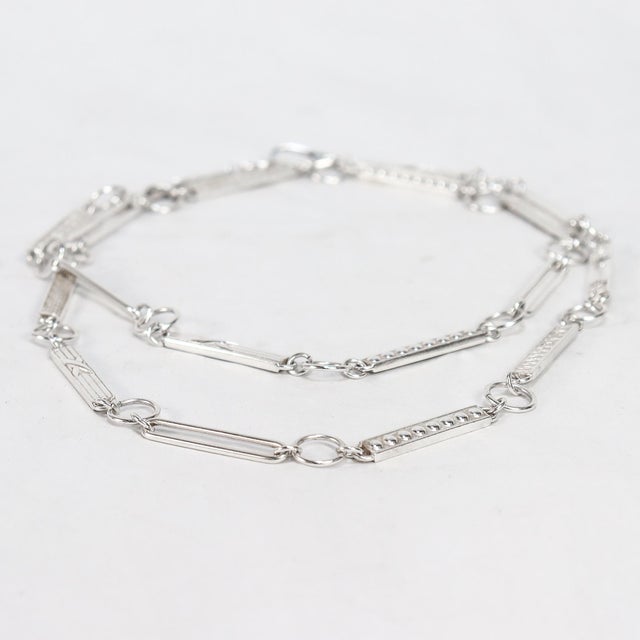 Signed Modern Christofle 38" Sterling Silver Rope Length Link Necklace For Sale - Image 11 of 15