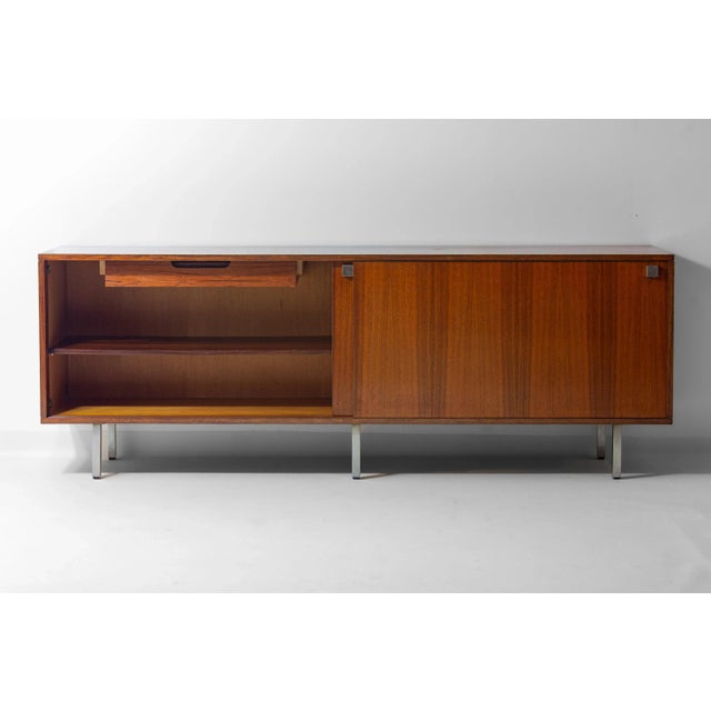 Mid-Century Modern Minimalist Sideboard in Teak and Chrome by Alfred Hendrickx for Belform, 1960s For Sale - Image 3 of 10