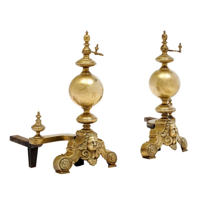 French Antique Bronze “Beethoven” Andirons For Sale - Image 9 of 9