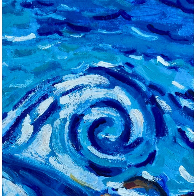 Contemporary Seascape Oil Painting in Blue For Sale - Image 4 of 8