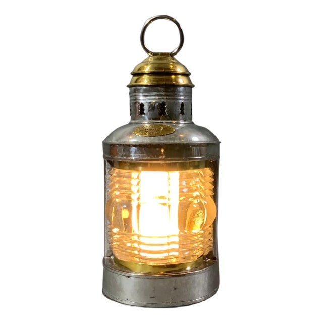 Rare Triplex Rippled Glass Masthead Lantern For Sale