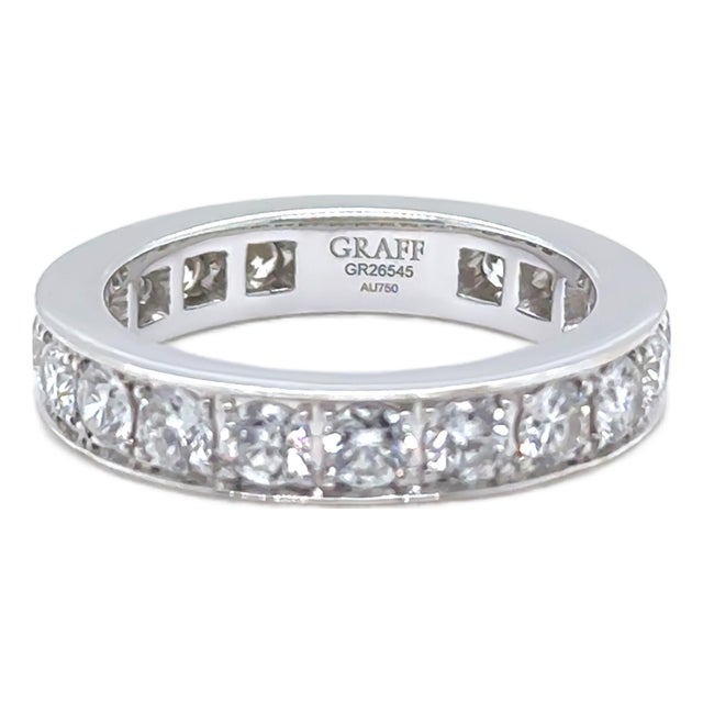 Graff 18ct White Gold Diamond Eternity Ring 1.80ct 5.53g, Size 5.5 For Sale