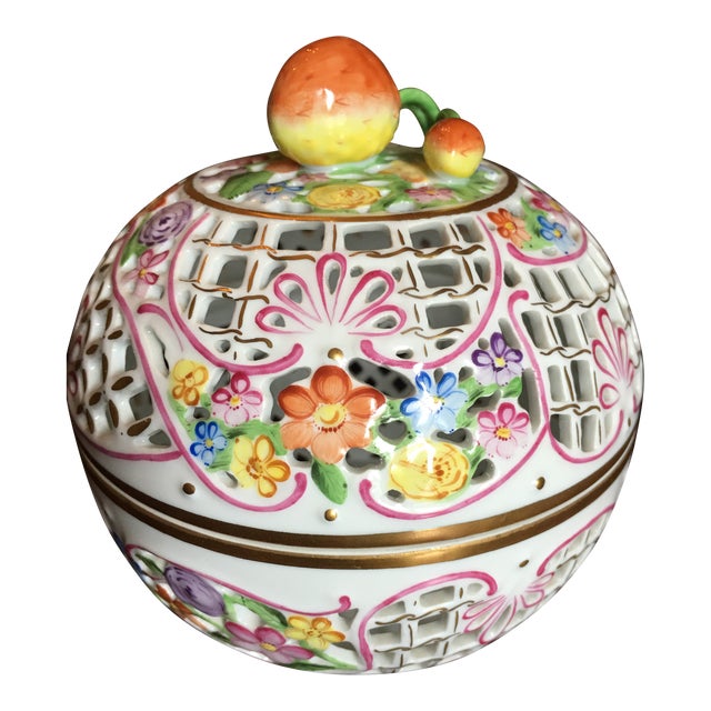 1980’s Herend Reticulated Potpourri Ball Chairish