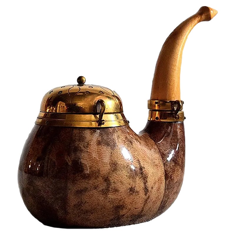 Goat Skin & Brass Tobacco Container by Aldo Tura, 1940s