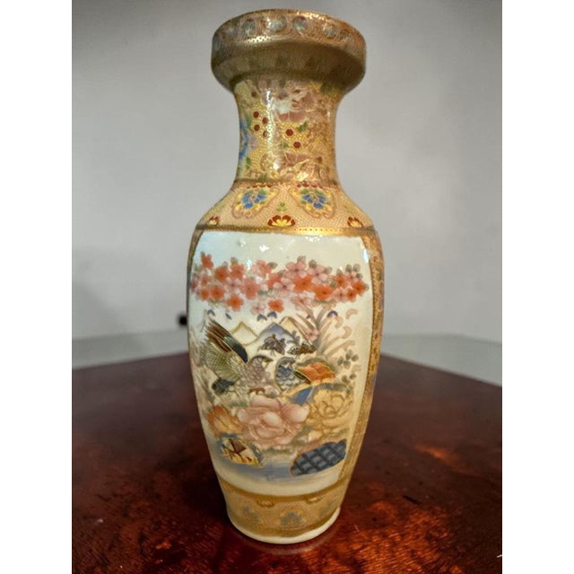 1920s 20th Century Japanese Satsuma Vase with Extensive Gilt Decoration and Floral Landscape Scene, 1920s For Sale - Image 5 of 5