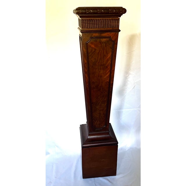 Wood Antique Early 1800s Georgian Style Carved Mahogany Tapered Pedestal Stand For Sale - Image 7 of 18