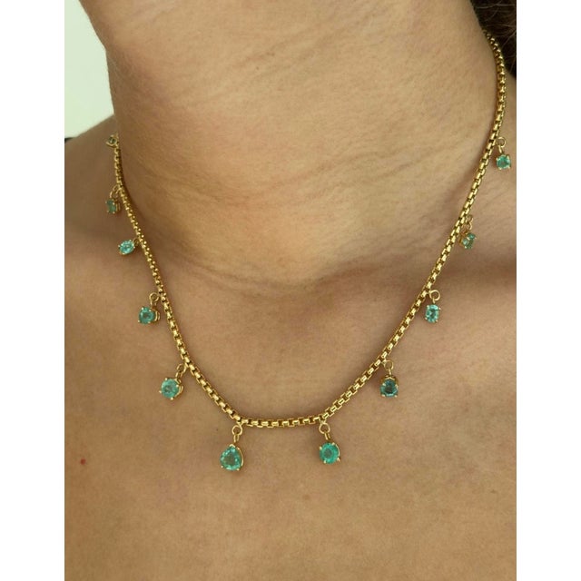 Emerald Fringe Necklace, 14k Gold For Sale - Image 11 of 14