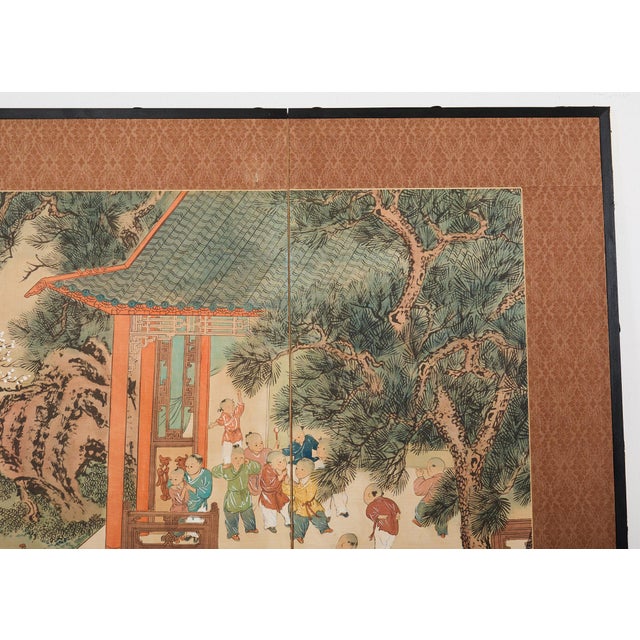 Kano School Four Panel Screen One Hundred Boys For Sale - Image 9 of 18