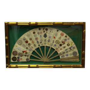 Framed 16 Panel Double-Sided Fan W/ Stationery Crests