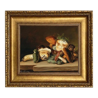 Penny Buns Mushroom Framed Oil Painting Print on Canvas, 11x14" For Sale