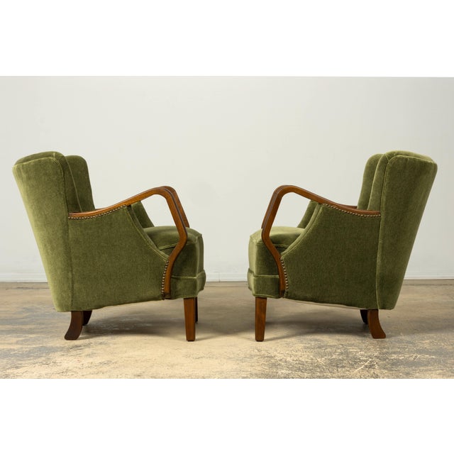 Danish Art Deco Lounge Chairs by Alfred Christensen, Walnut & Mohair, 1940s For Sale - Image 11 of 18